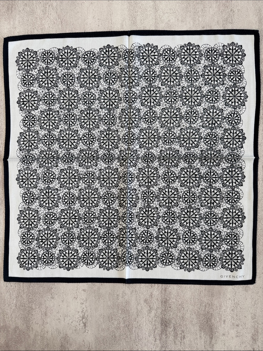 Givenchy Black and White Medallion cotton Square Scarf